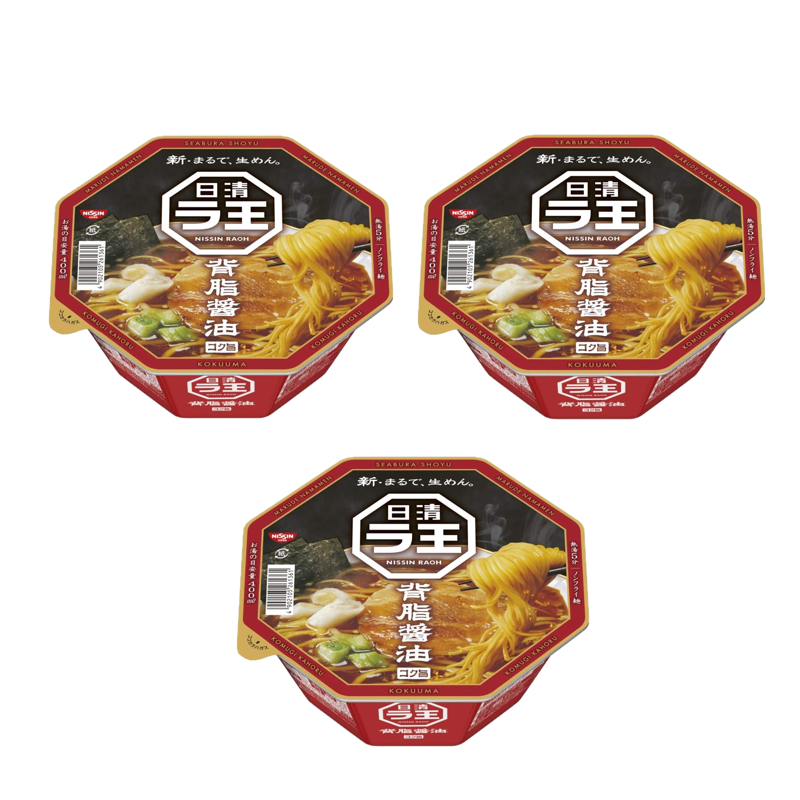 Nissin Raoh Back Fat Rich Shoyu (Soy sauce) Ramen 3-Pack Nissin Raoh Back Fat Rich Shoyu (Soy sauce) Ramen 3-Pack
