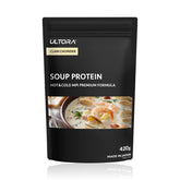 ULTORA Soup Protein being mixed with hot water for a quick, nutritious protein soup