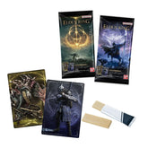 Elden Ring Twin Wafer Box featuring collectible metallic character cards and chocolate wafers.