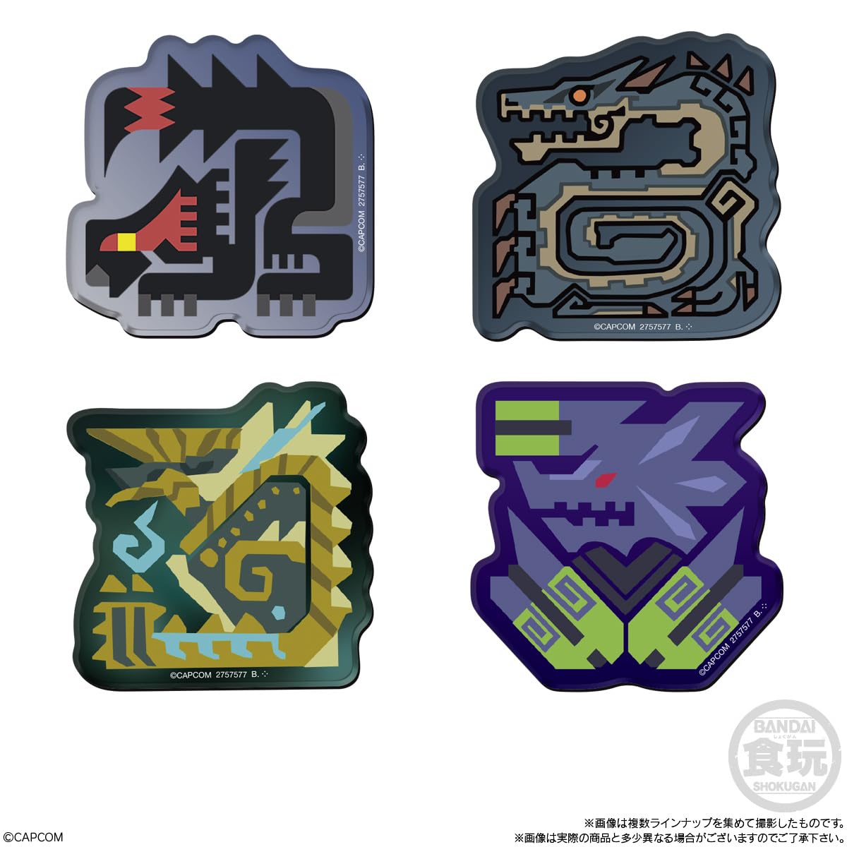 BANDAI Monster Hunter 20th Anniversary blind box packaging with acrylic magnet and chewing gum BANDAI Monster Hunter 20th Anniversary blind box packaging with acrylic magnet and chewing gum