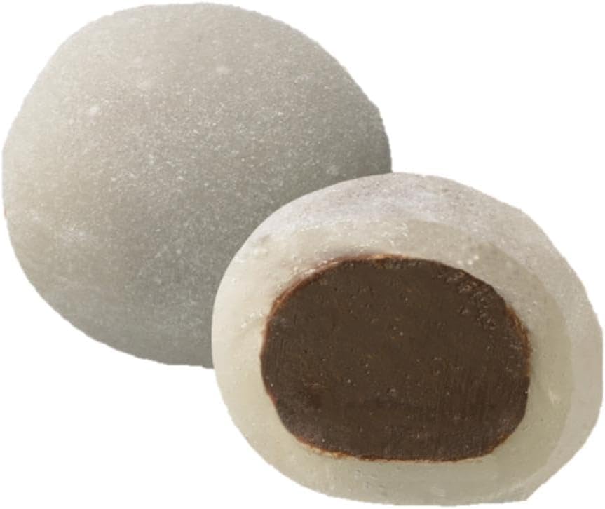 Close-up of Bourbon mochi chocolate showing chewy texture and creamy filling Close-up of Bourbon mochi chocolate showing chewy texture and creamy filling
