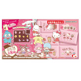 Heart Choco Block Seal Sanrio Characters Box of 8 Sets, showing the full retail box with 8 individual packs.