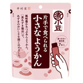 Front packaging of Imuraya One-Handed Bite-Sized Yokan sweet red bean jelly containing 7 individual 15g sticks.