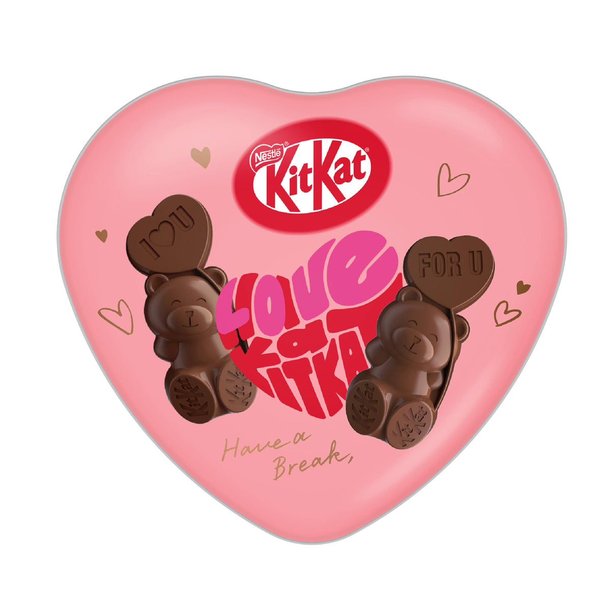 Nestlé Japan KitKat Heartful Bear chocolates in a heart tin, seasonal gift edition