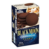 Morinaga Black Moon Cookies box front with 14-piece pack