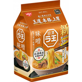 Front view of Nissin Raoh Miso Ramen 3-Serving Pack showing Japanese packaging