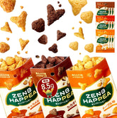 ZENB Happy low-carb bean puff snacks variety pack with cocoa, caramel and maple flavors