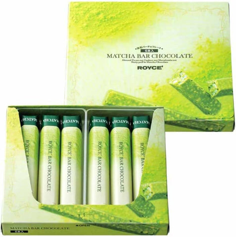 ROYCE Matcha Bar Chocolate 6 pieces in green box packaging from Hokkaido Japan