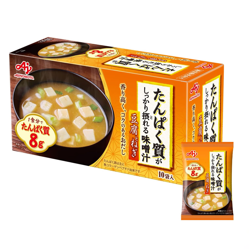 Ajinomoto high protein miso soup tofu and green onion 10 pack instant Japanese soup