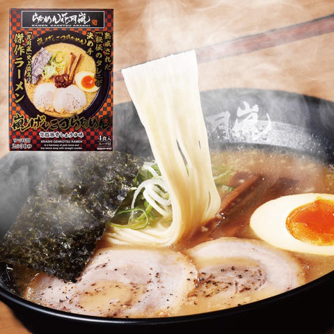 Japanese dried ramen noodles and pork soy sauce soup from Ramen Kagetsu Arashi