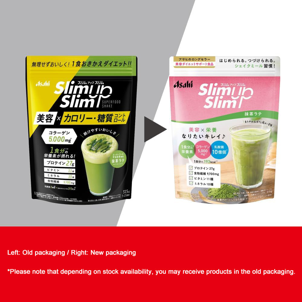 Asahi Slim Up Slim Protein & Collagen Shake with Uji Matcha Flavor 315g packaging