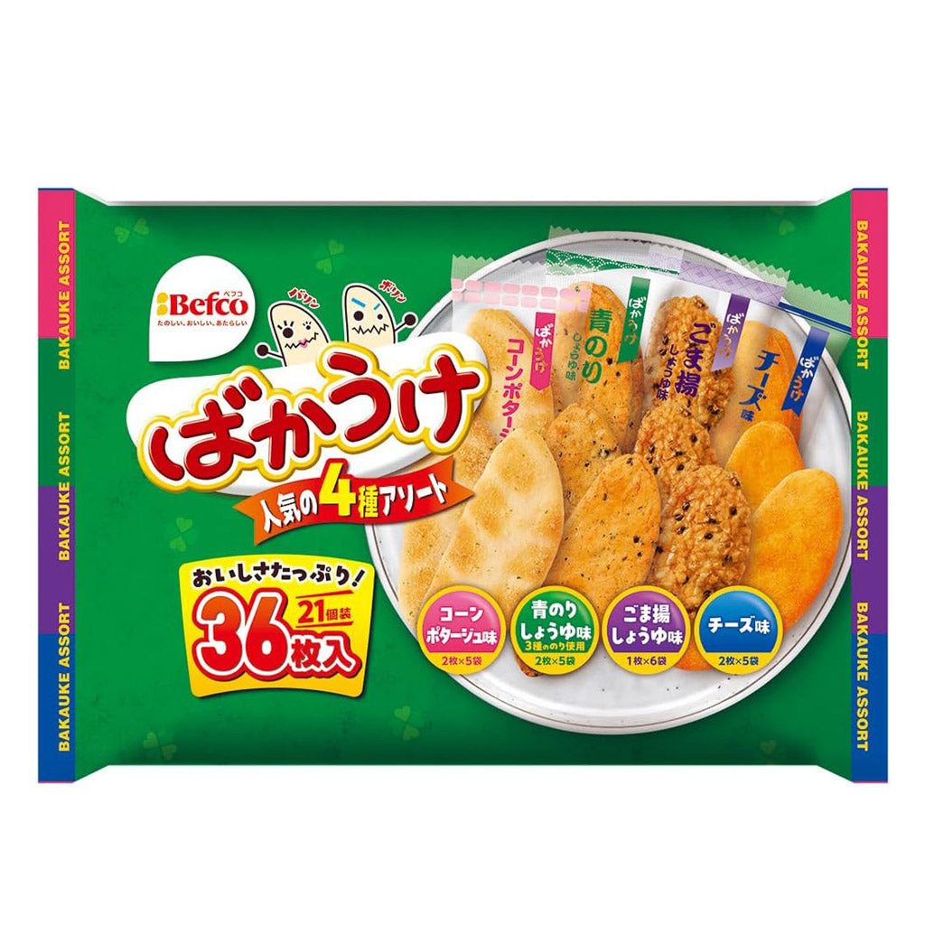Befco Bakauke Senbei Rice Crackers – 4 Flavors Assortment