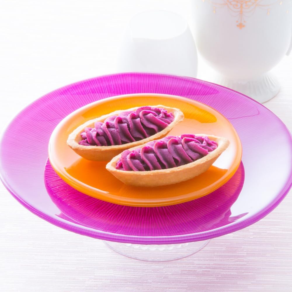 Close-up of Okinawan purple sweet potato tart creamy filling