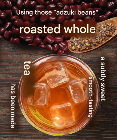 Caffeine free Japanese adzuki bean tea in tea bags with roasted nutty flavor