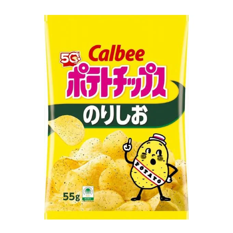 Calbee Nori Shio Potato Chips 60g bag front view