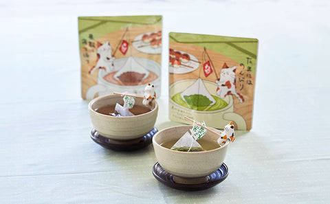 Japanese tea time gift for cat lovers featuring Mitarashi cat figure