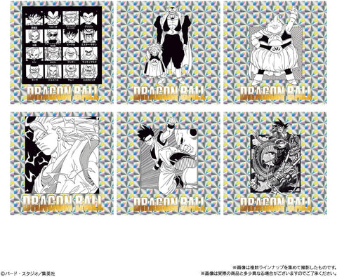 Close-up of Dragon Ball 40th anniversary holographic stickers with gold and silver foil stamping