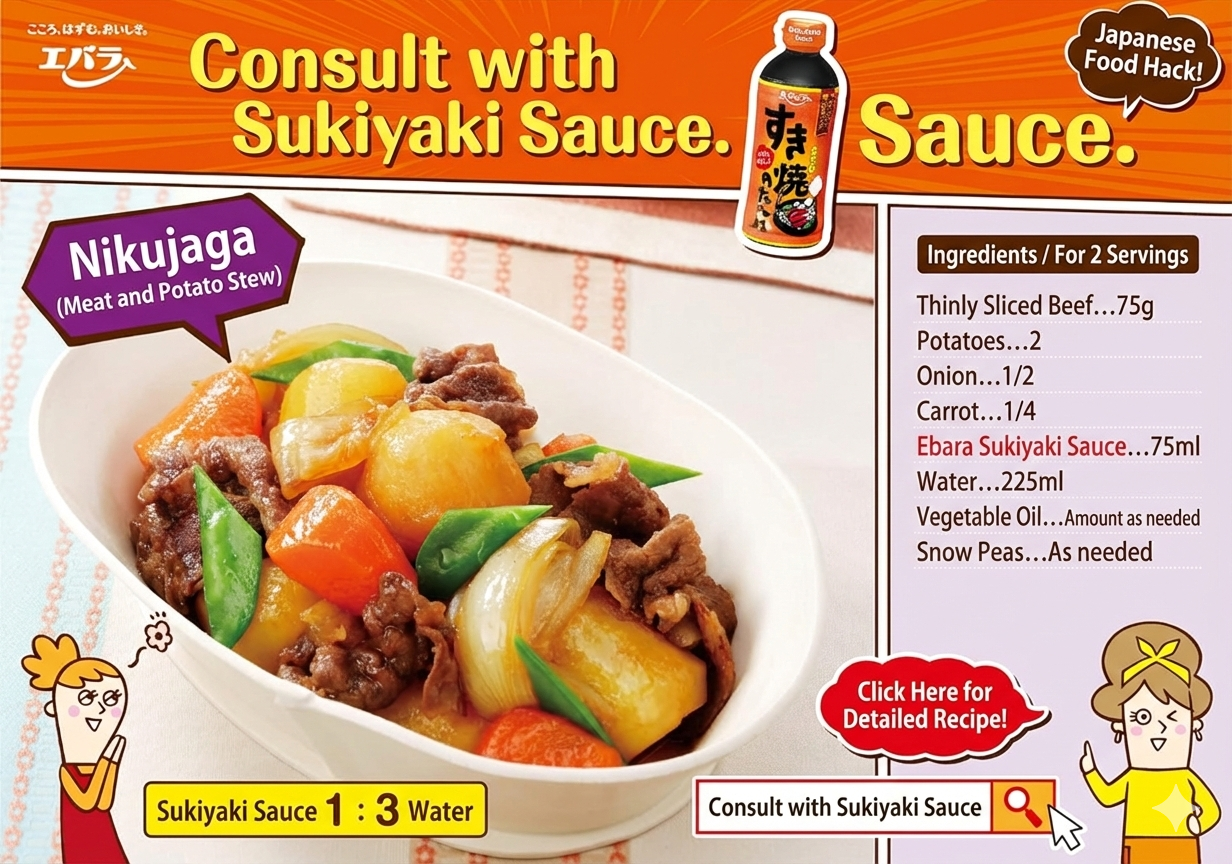 Authentic Japanese Ebara sukiyaki sauce mild flavor 500ml bottle