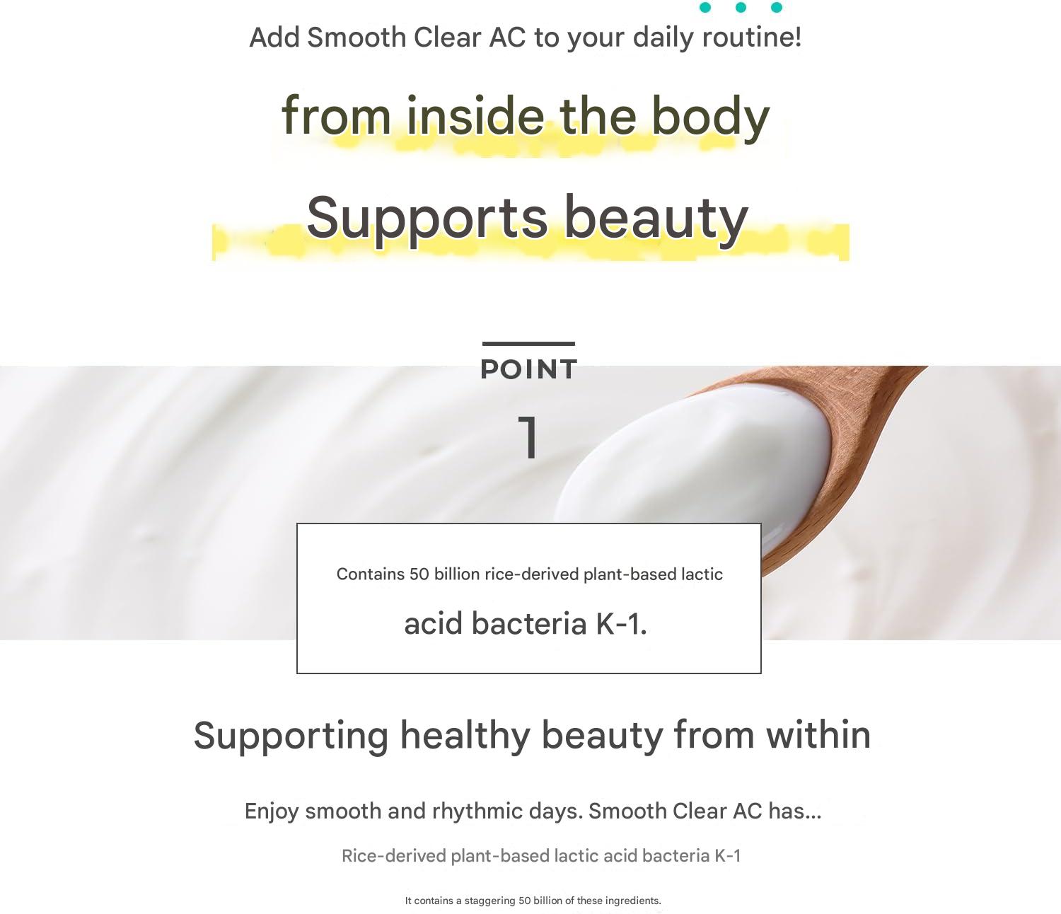 FANCL Smooth Clear AC ingredients isoflavone hatomugi probiotics zinc vitamins