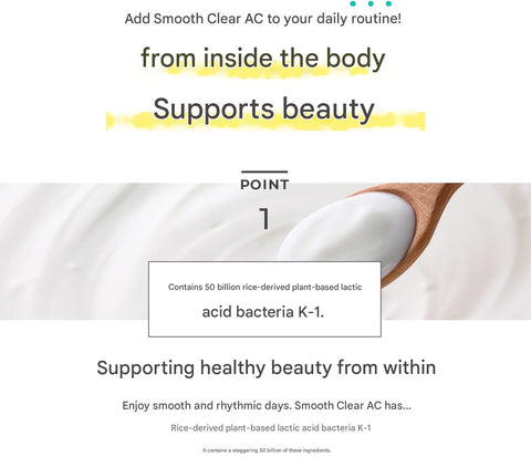 FANCL Smooth Clear AC ingredients isoflavone hatomugi probiotics zinc vitamins