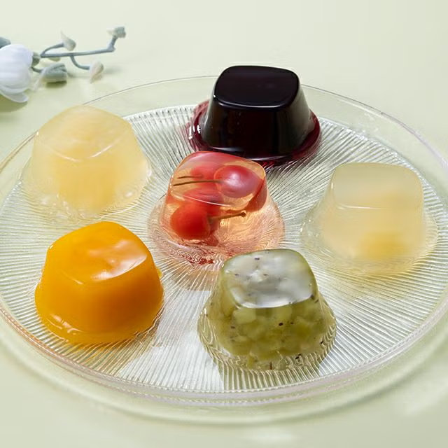 Assorted Japanese fruit jelly flavors including mango, blueberry, kiwi, pear, cherry and grapefruit