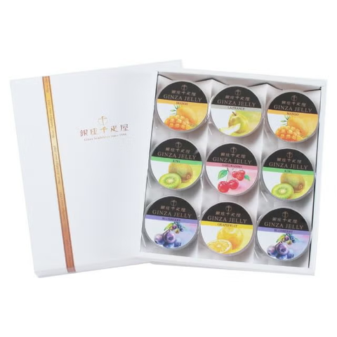 Ginza Sembikiya Premium Fruit Jelly Gift Box with 9 assorted Japanese fruit jelly cups