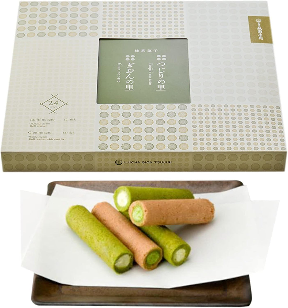 Gion Tsujiri matcha wafer roll assortment with Tsujiri no Sato and Gion no Sato 24 pieces