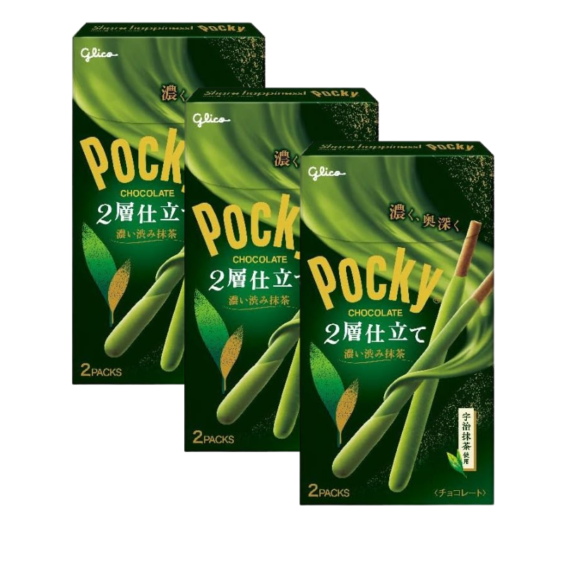 Glico Pocky 2-layer rich matcha chocolate biscuit sticks 3 pack set