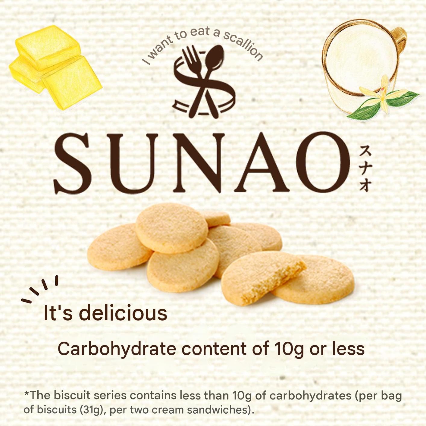 Healthy Japanese low-carb butter biscuits by Glico SUNAO individually wrapped