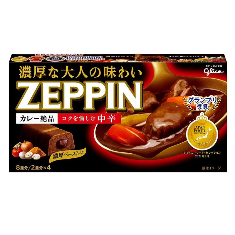Glico ZEPPIN Japanese curry roux medium hot 175g premium curry base