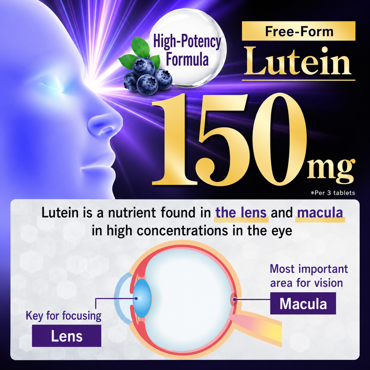 High strength Japanese lutein supplement containing bilberry extract and zeaxanthin