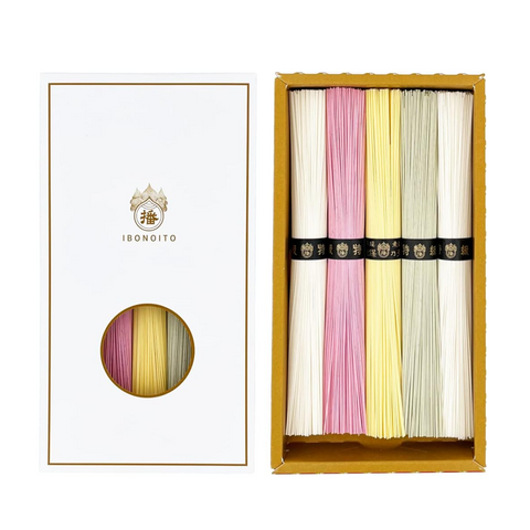 Ibonoito HANA premium colored somen gift set with matcha pumpkin and red shiso noodles