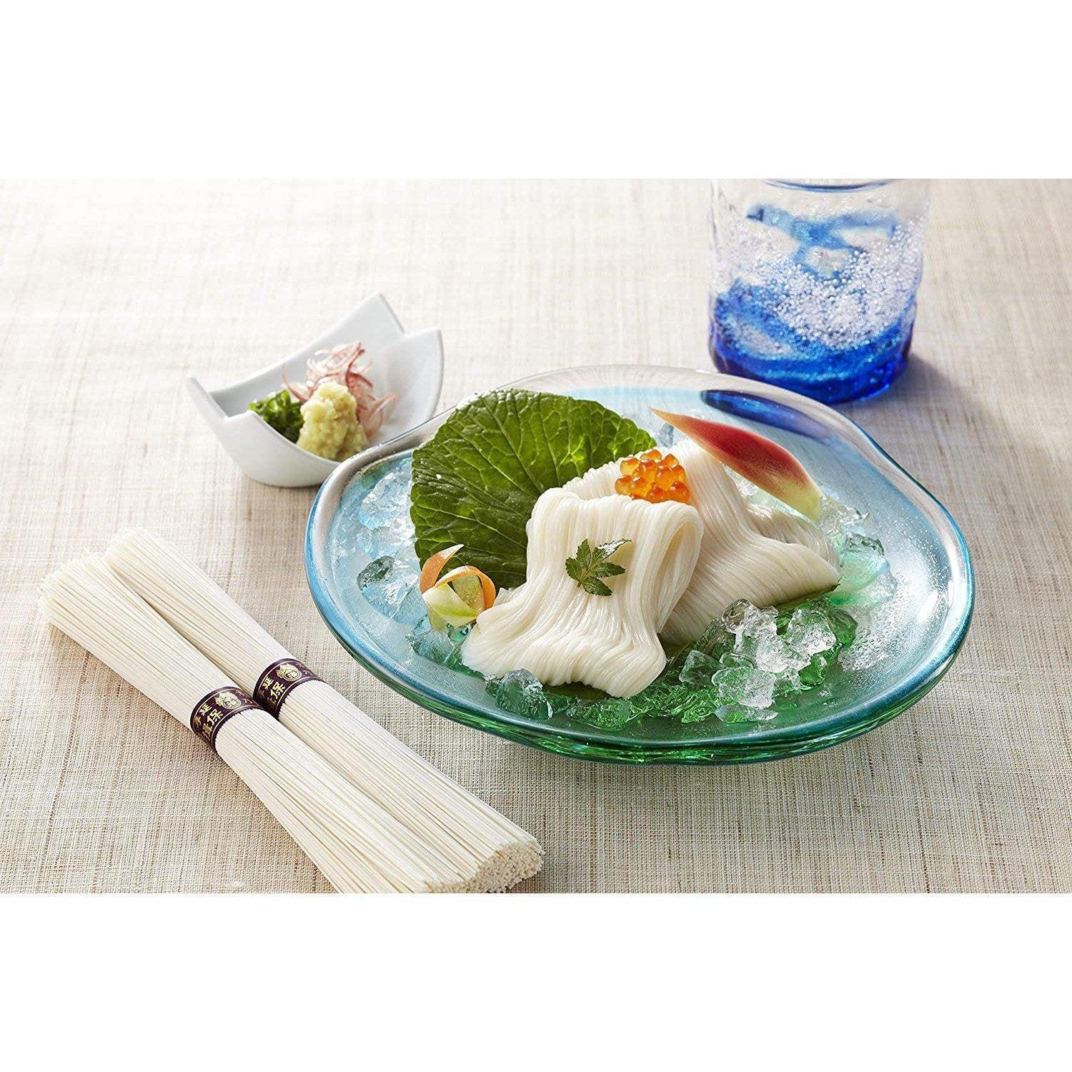 Close-up of Ibonoito Superior Grade dried somen noodles bundle
