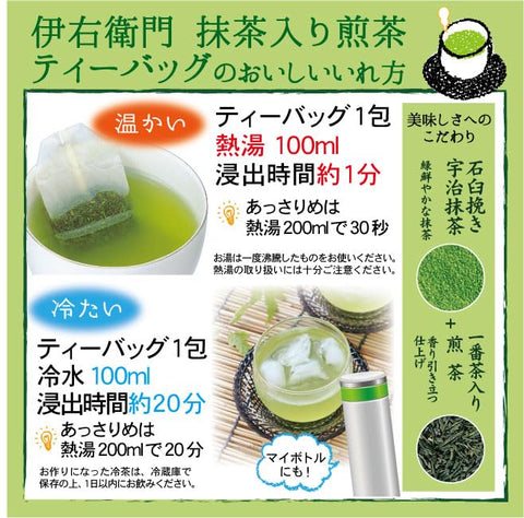 Uji-no-Tsuyu Iemon Matcha-Infused Sencha Tea Bags – 2g × 120 Bags