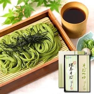Premium gift pack of Itohkyuemon Uji Matcha Soba with neatly arranged contents