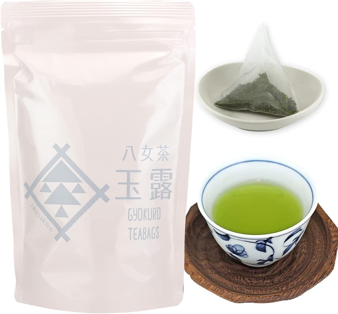 Iwasakien Yame Gyokuro green tea bags made with 100 percent Fukuoka Yame tea leaves