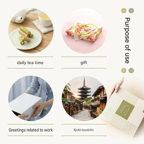 Japanese matcha cookie assortment gift box featuring Tsujiri no Sato and Gion no Sato