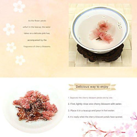 Traditional Japanese sakurayu tea made from salted cherry blossoms