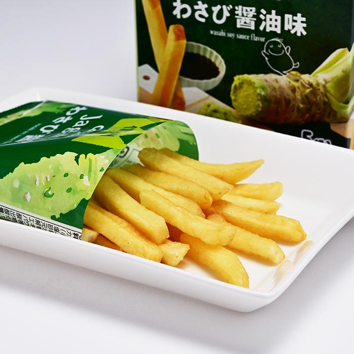 Japanese regional snack Calbee Jagabee Shinshu limited wasabi soy sauce flavor