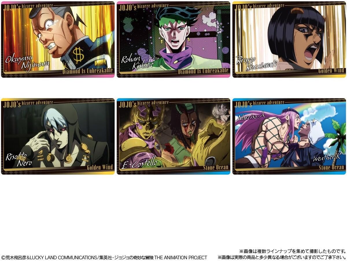 Unboxing JoJo Wafer Special II packs showing collectible anime cards