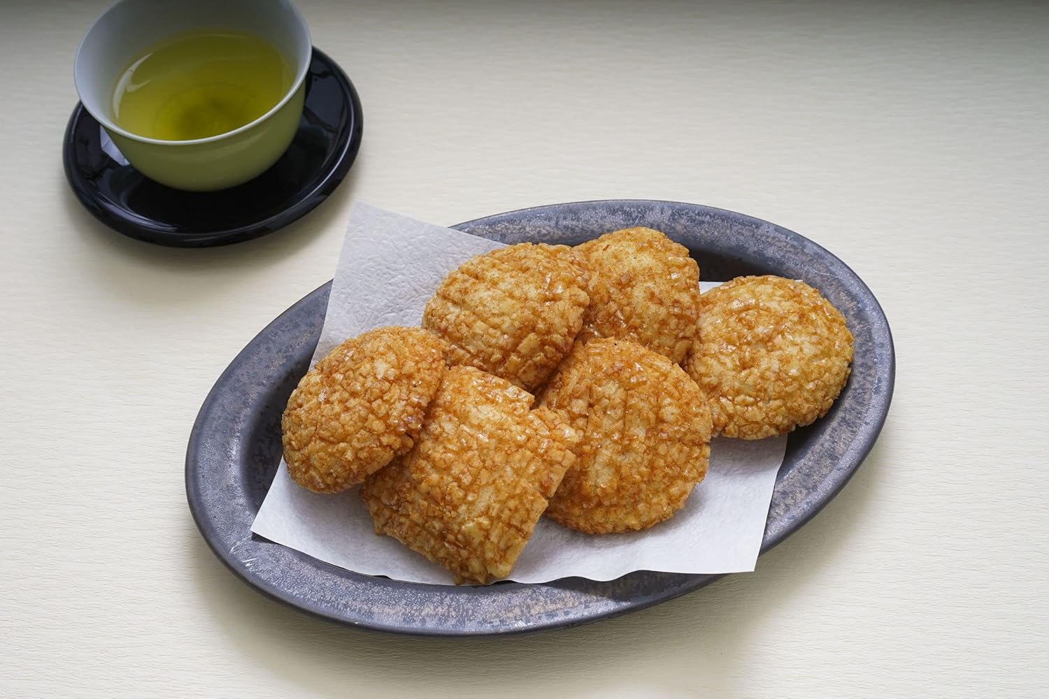 Close-up of Kabuki-Age fried rice crackers showing texture