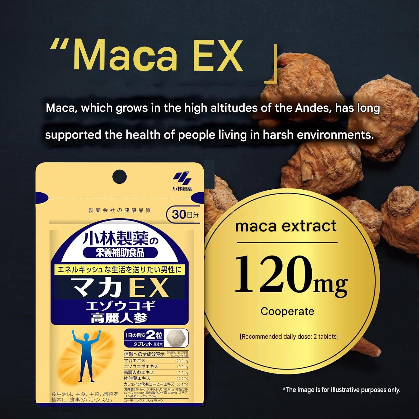 Kobayashi Maca EX supplement containing maca extract and traditional herbal ingredients