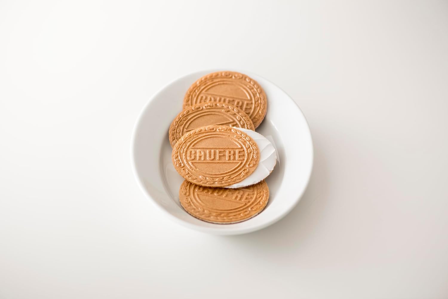 Japanese gaufre wafer cookies with vanilla strawberry and chocolate cream