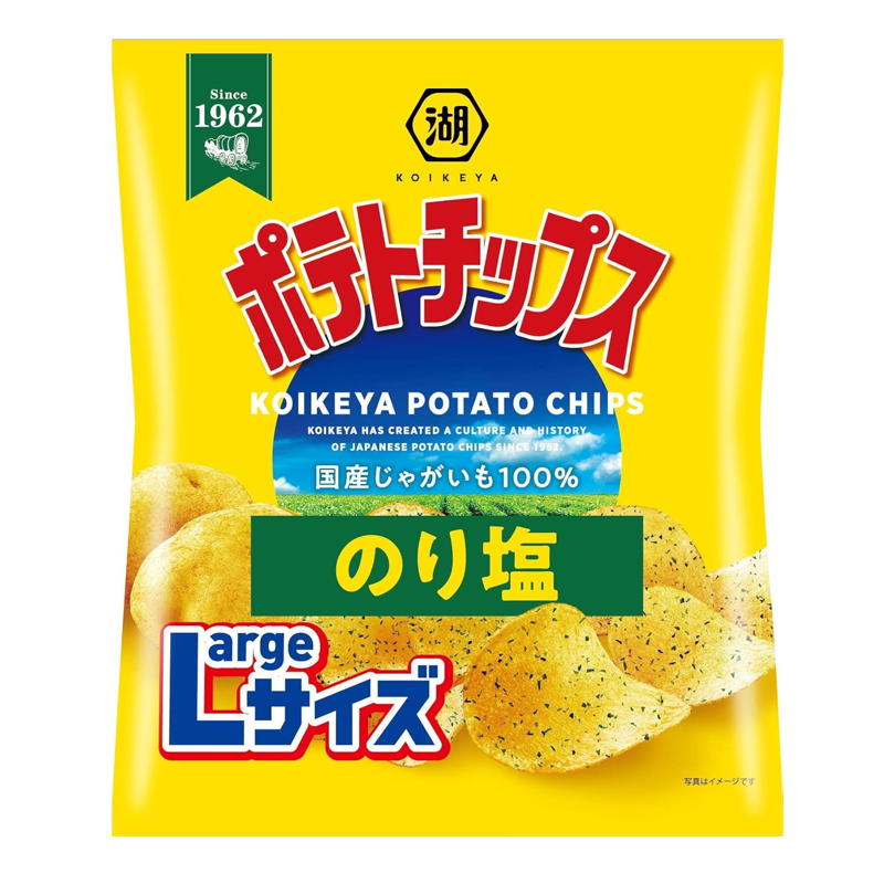 Koikeya Large Size Nori Shio Potato Chips 112g front package Japan