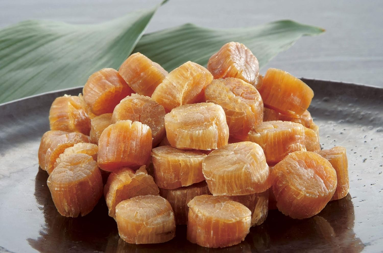 Close-up of high-quality Japanese dried scallop adductor muscles