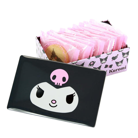 Kuromi printed cookie tin by Nagatoya with 10 Sanrio cookies.