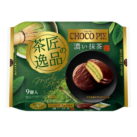 Front packaging of Lotte Choco Pie Master Matcha Edition Party Pack (9 pieces)
