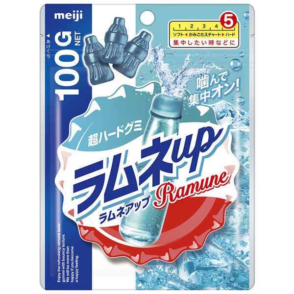 Meiji Ramune Up hard gummy candy 100g packaging front view