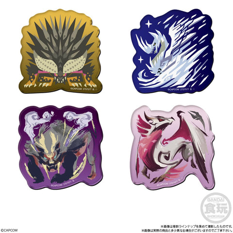Close-up of Fatalis and Alatreon acrylic magnets from Monster Hunter 20th Anniversary collection