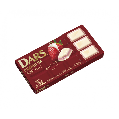 Close-up of Morinaga DARS Premium Rich Strawberry layered chocolate pieces